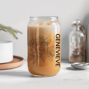 Verre Canette Juin Fleur de naissance Honeysuckie avec nom perso