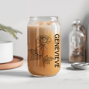 Verre Canette Juin Fleur de naissance Rose avec nom personnalisé