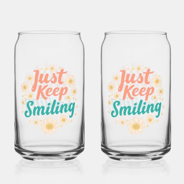Verre Canette "Just Keep Smiling" with Cheerful Daisies (Recto)
