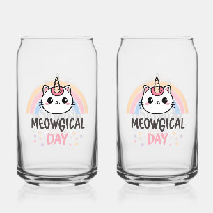 Verre Canette Kawaii Caticorn avec Arc-en-ciel Pastel