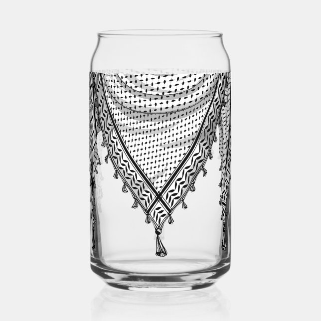 Verre Canette Keffiyeh Écharpe palestinienne tissu traditionnel (Recto)