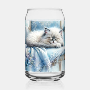 Verre Canette Kitten Endormi Cottagecore Rêve Bleu