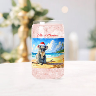 Verre Canette Koala chapeau de père noël lunettes de soleil plag