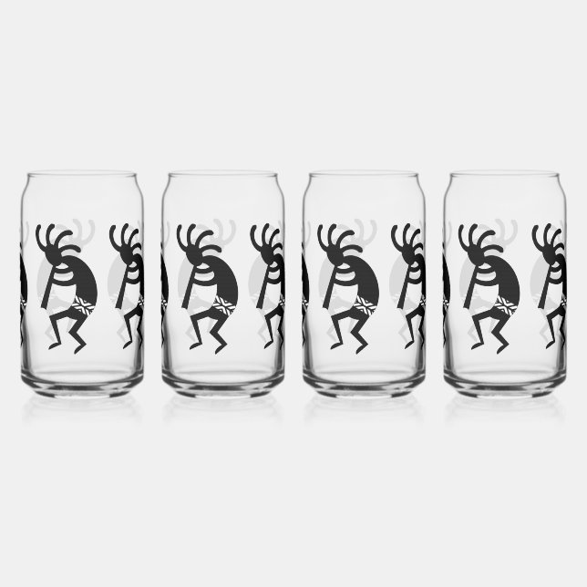 Verre Canette Kokopelli Sud-Ouest Noir Et Blanc (Dos)