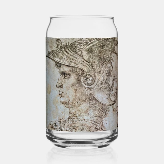 Verre Canette La bière guerrière Helmetted de Leonardo Can (Recto)