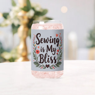 Verre Canette La couture est ma félicité - Typographie florale