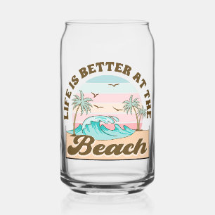 Verre Canette La vie est meilleure à la plage Été tropical