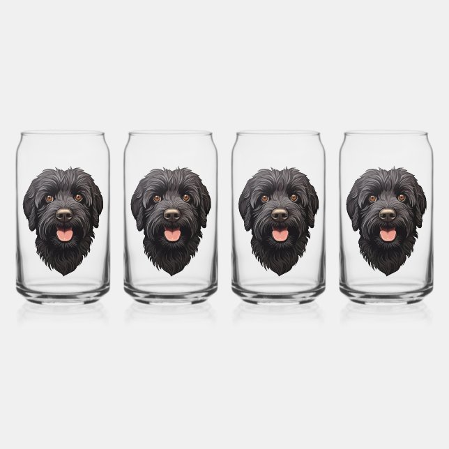 Verre Canette Labradoodle Chien Noir (Recto)