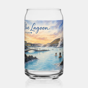 Verre Canette Lagon bleu Islande bain thermal aquarelle
