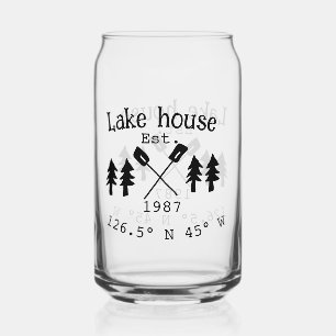 Verre Canette Lake house et. Date année coordonnées personnalisé