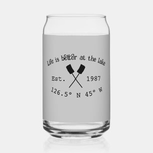 Verre Canette Lake house et. Date année coordonnées personnalisé