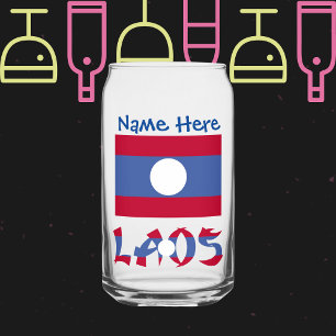 Verre Canette Laos Laotien Drapeau Bleu Personnalisation
