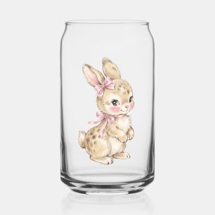 Verre Canette Lapin à l'aquarelle vintage mignon avec des noeuds