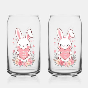 Verre Canette Lapin doux et fleurs