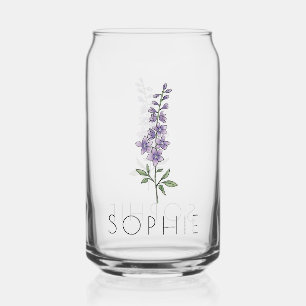 Verre Canette LARKSPUR Juillet Fleur de naissance Nom personnali