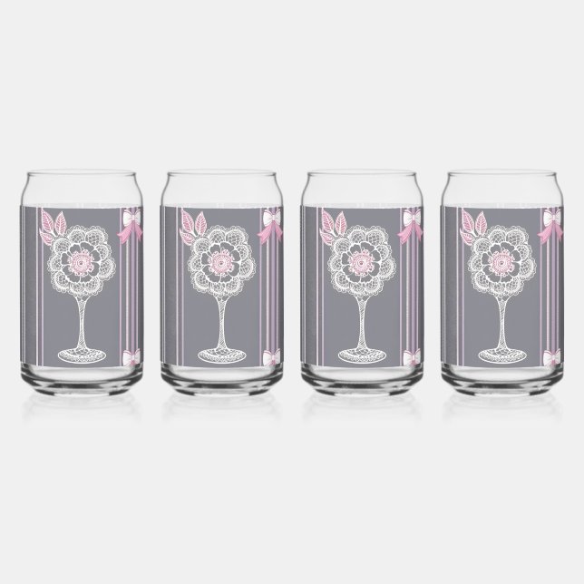 Verre Canette L'art IA rose et gris  (Recto)