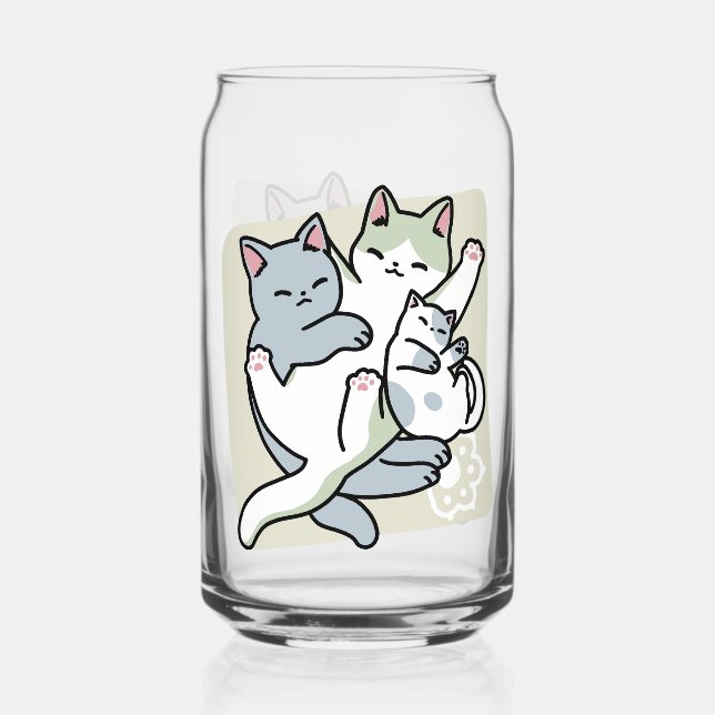 Verre Canette Laze Furr Days - Cute Lazy Cats Design (Recto)