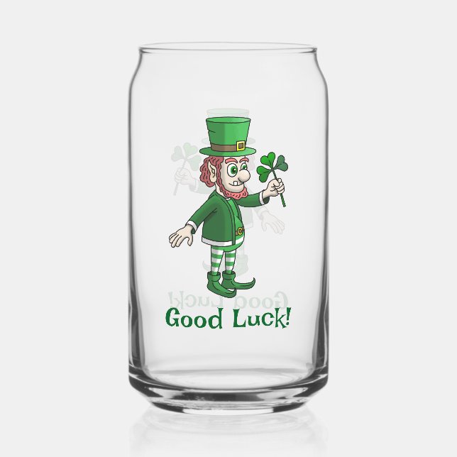 Verre Canette Le Leprechaun tenant un trèfle (Recto)
