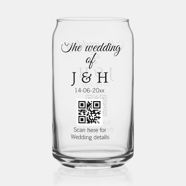 Verre Canette Le mariage d'ajouter le nom de couple QR code scan (Recto)