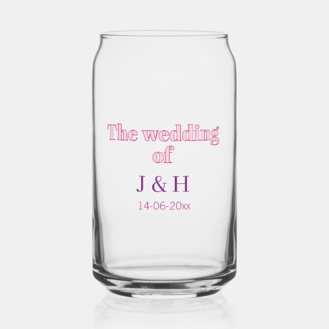 Verre Canette Le mariage du couple nom initiale lettre date (Verso)