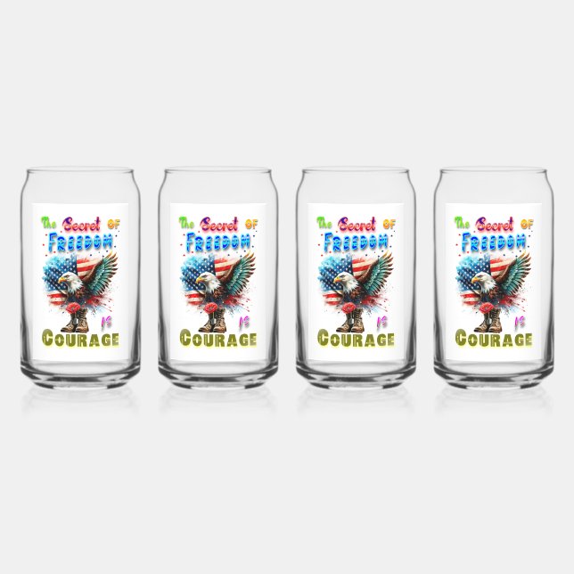 Verre Canette Le secret de la liberté est le courage (Recto)