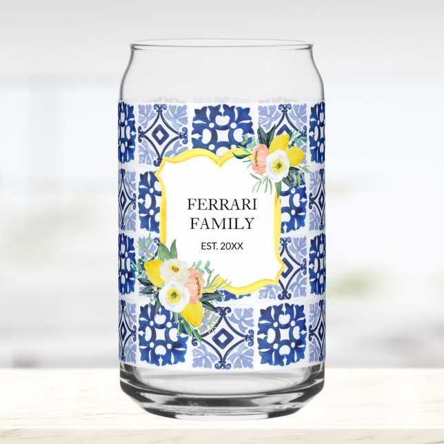 Verre Canette Lemon Citrus Navy Blue Italian Mediterranean (In situ)