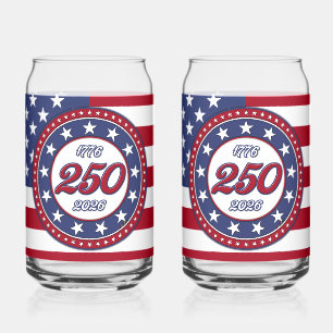 Verre Canette Les 250 ans d'Amérique avec le drapeau des États-U