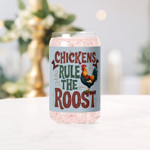 Verre Canette Les poules règnent sur la ferme rustique Illustrat