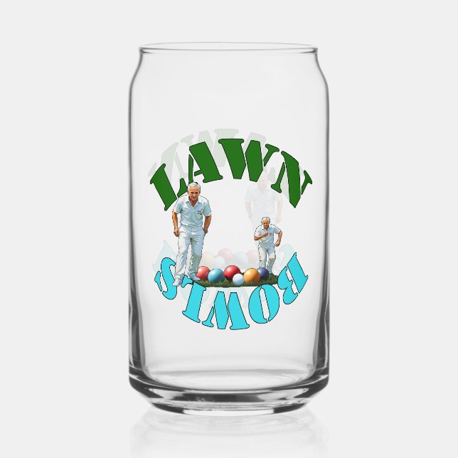 Verre Canette L'esprit du bowling sur gazon : joueurs et boules (Recto)