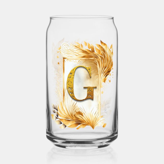 Verre Canette Lettre G à monogramme doré (Recto)