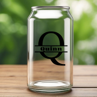Verre Canette Lettre minimaliste Q Monogramme et nom personnalis