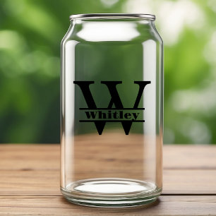 Verre Canette Lettre minimaliste W Monogramme et nom personnalis