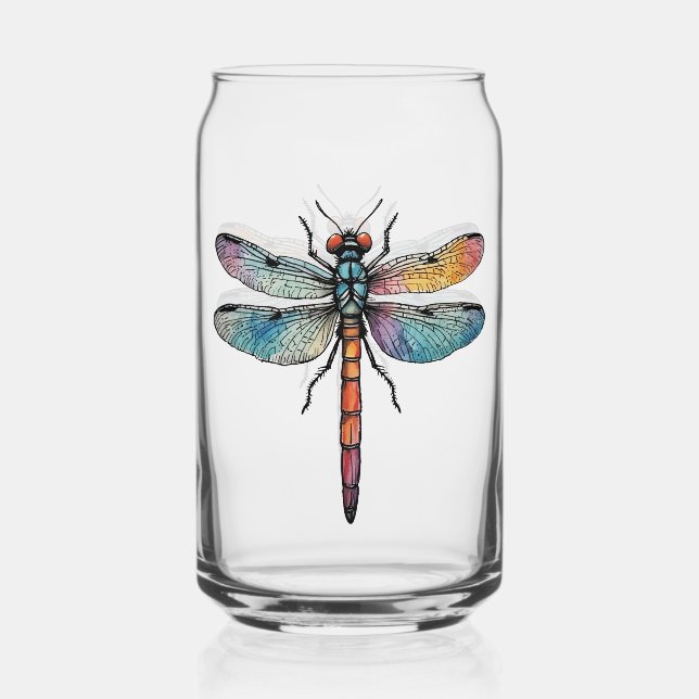 Verre Canette Libellule Colorée (Recto)