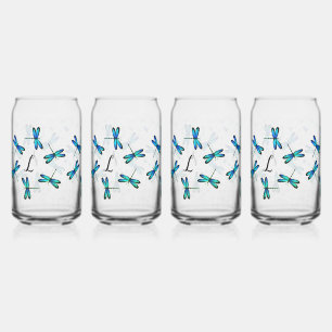 Verre Canette libellules bleues