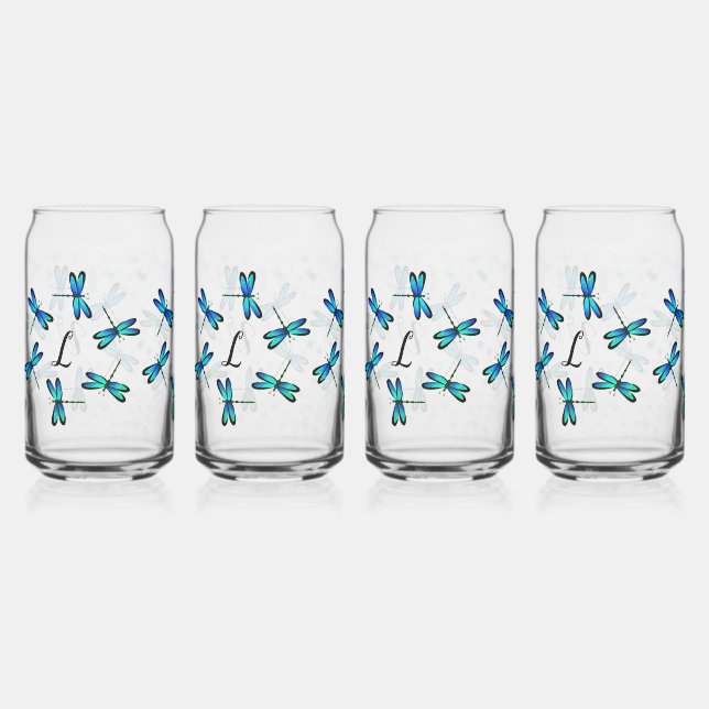 Verre Canette libellules bleues (Recto)