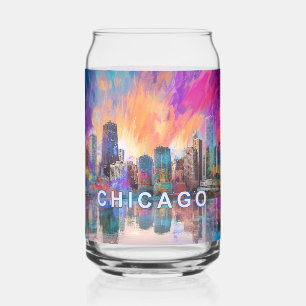 Verre Canette Ligne aérienne colorée de Chicago