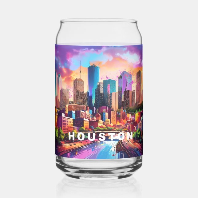 Verre Canette Ligne aérienne colorée de Houston (Verso)