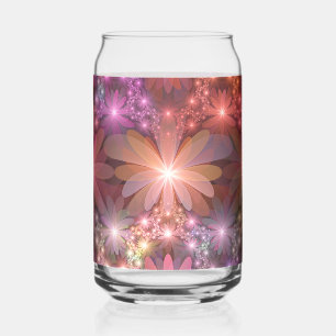 Verre Canette Lit De Fleurs Coloré Brillant Art Fractal Abstrait