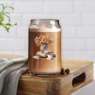 Verre Canette Livre de café floral d'automne Journées pluvieuses