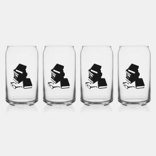 Verre Canette Livres et lunettes
