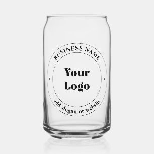 Verre Canette Logo d'entreprise et texte promotionnel   Blanc