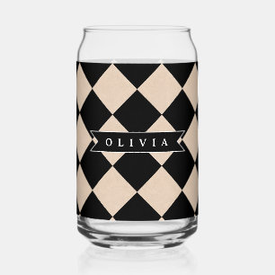 Verre Canette Losange à carreaux noir personnalisé de Harlequin