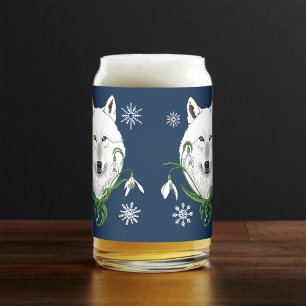 Verre Canette Loup Arctique Blanc Mystique Neige Bleue Galanthus