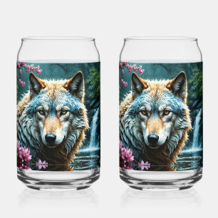 Verre Canette Loup au bord de la rivière