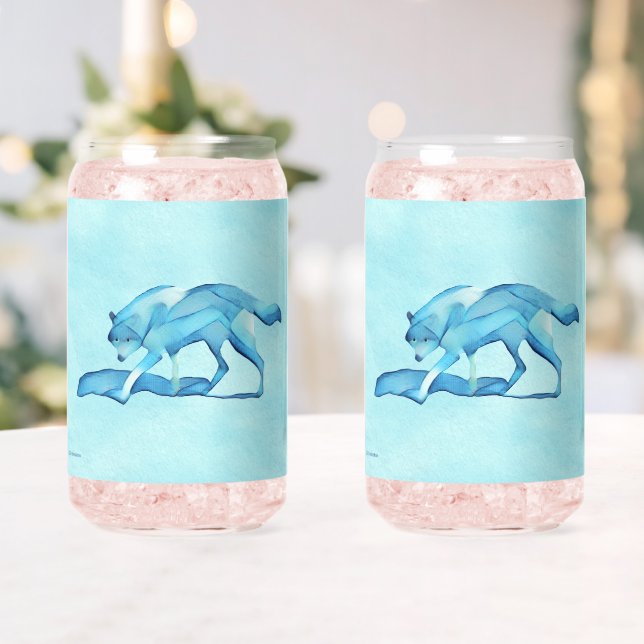 Verre Canette Loup Bleu Sur Neige (Insitu (Mariage))