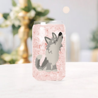 Verre Canette Loup de dessin animé hurleur mignon