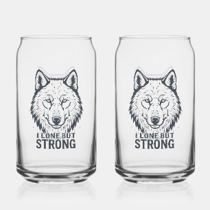 Verre Canette Loup solitaire motivant "Seul mais fort"