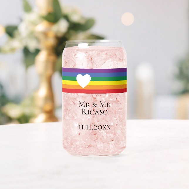 Verre Canette Love Heart et Rainbow Gay Mariage (Insitu (Mariage))