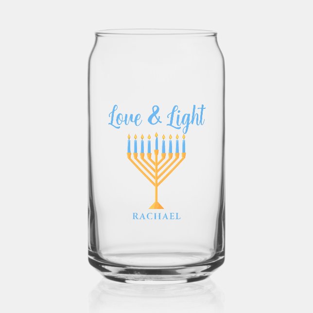 Verre Canette Love & Light Personalized Hanukkah Menorah Gift (Recto)