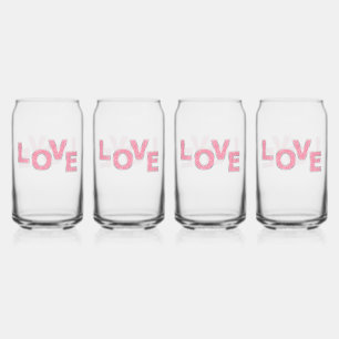 Verre Canette Love Parties scintillant rose